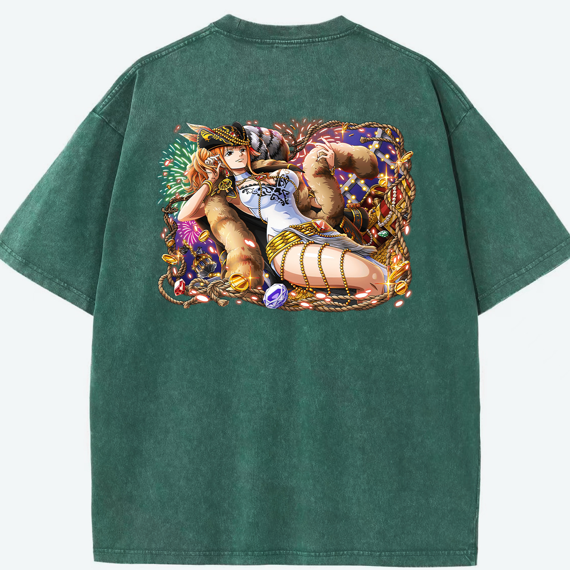 ワンピース ナミ ONE PIECE Nami 綿100% ヴィンテージ風 半袖Tシャツ（背面プリント）